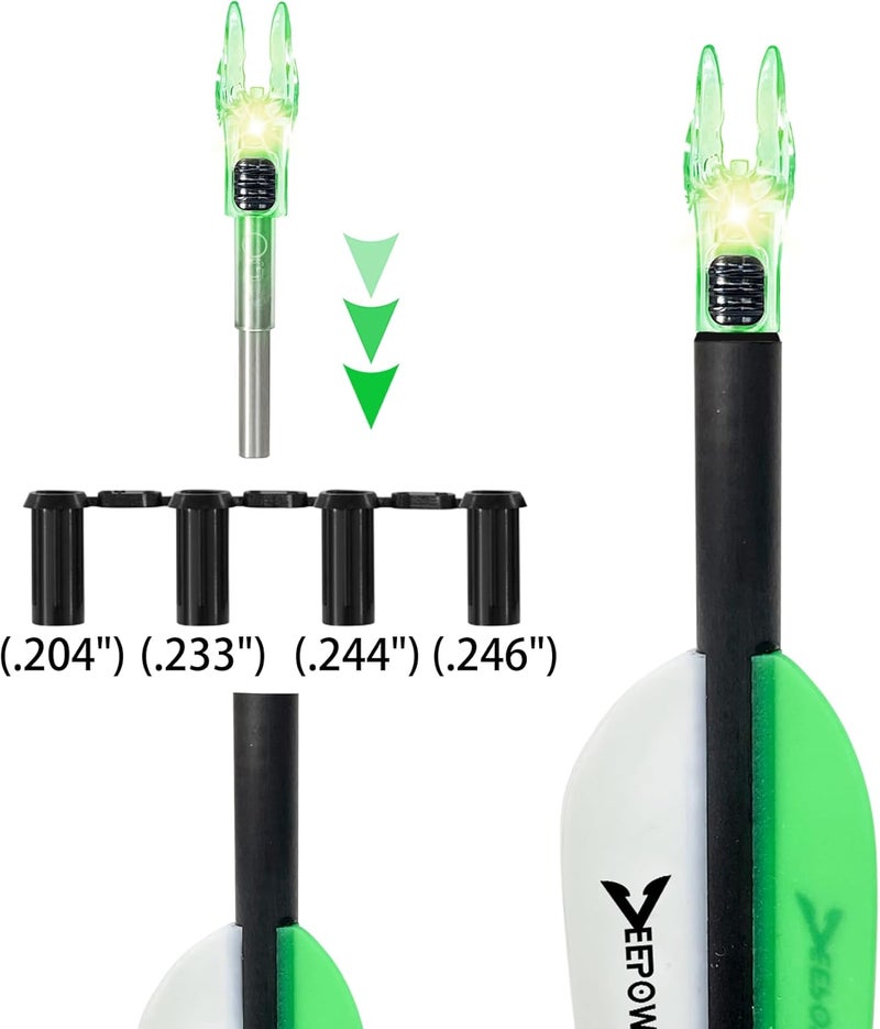 DEEPOWER Store 4/9 PCS G Lighted Nocks for Arrows .165 .204 .233 .244 .246 inch Inside Diameter with X,H,S,GT Bushings LED Lighted Nock and ON/Off Switch for Archrey Hunting and - Image 2